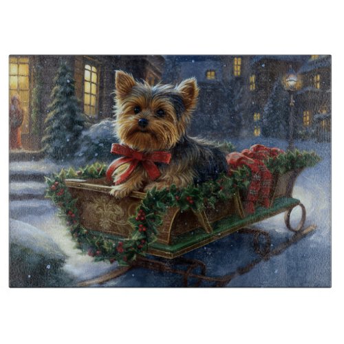 Yorkshire Terrier Christmas Festive Season Cutting Board