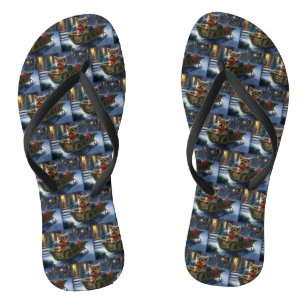Yorkshire Terrier Christmas Festive Season Flip Flops
