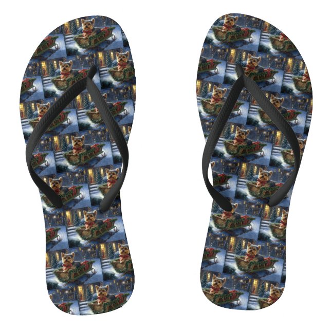 Yorkshire Terrier Christmas Festive Season Flip Flops (Footbed)