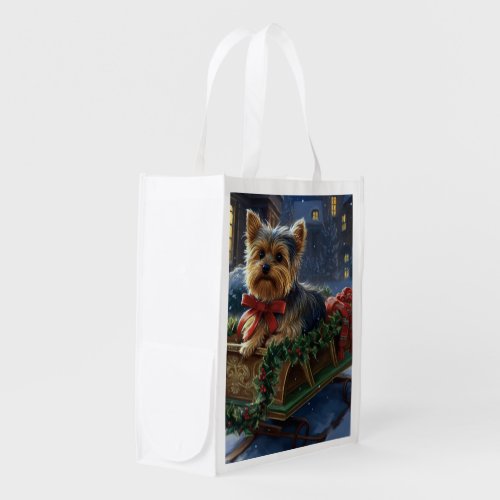 Yorkshire Terrier Christmas Festive Season Grocery Bag