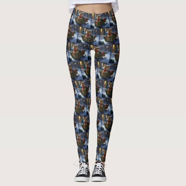 Yorkshire Terrier Christmas Festive Season Leggings (Front)