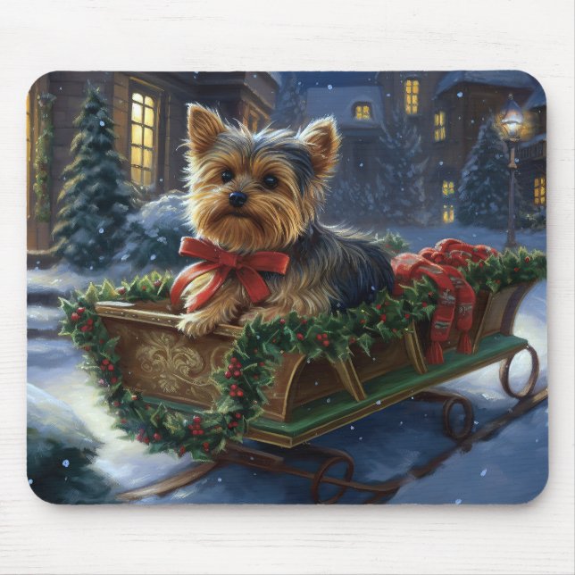 Yorkshire Terrier Christmas Festive Season Mouse Pad (Front)