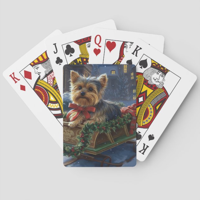 Yorkshire Terrier Christmas Festive Season Poker Cards (Back)