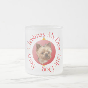 Yorkshire Terrier Christmas Frosted Glass Coffee Mug