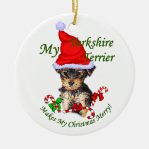 Yorkshire Terrier Christmas Gifts Ceramic Ornament