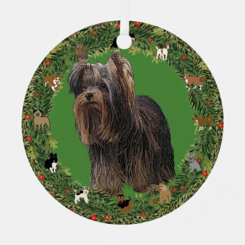 Yorkshire Terrier Christmas Metal Ornament