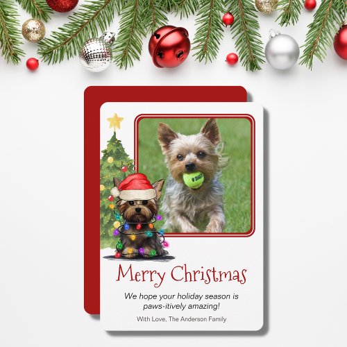 Yorkshire Terrier Christmas Pet Dog One Photo Holiday Card
