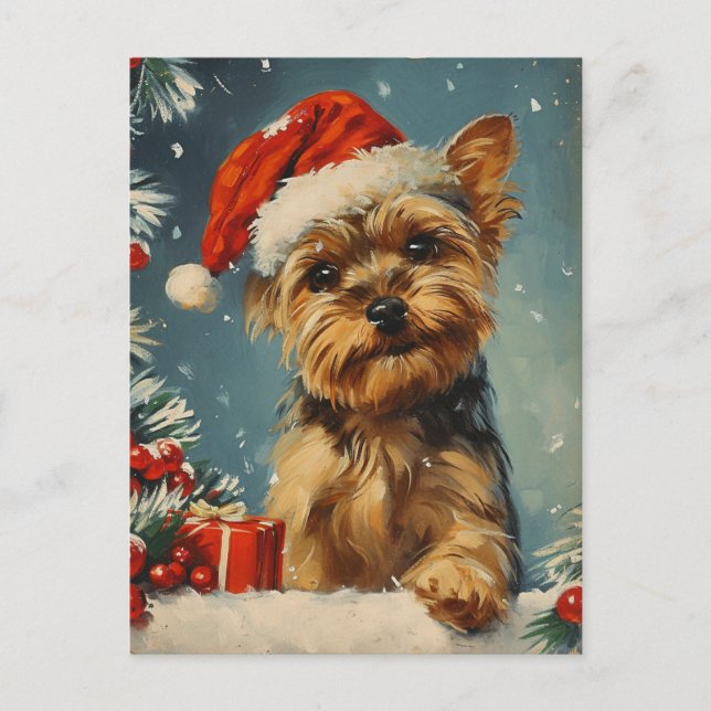 Yorkshire Terrier Christmas  Postcard (Front)