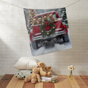 Yorkshire Terrier Christmas Red Truck Holiday Gift Baby Blanket