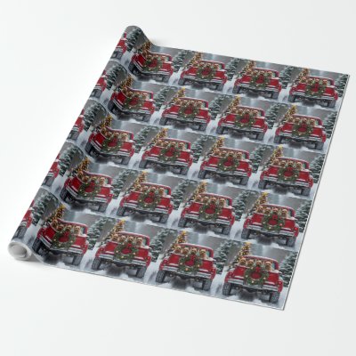 Yorkshire Terrier Christmas Red Truck Holiday Gift Wrapping Paper