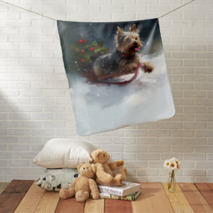 Yorkshire Terrier Christmas snow winter  Baby Blanket