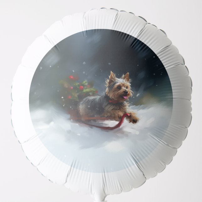 Yorkshire Terrier Christmas snow winter  Balloon (Front)