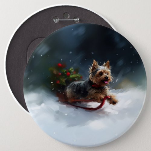Yorkshire Terrier Christmas snow winter  Button