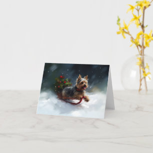 Yorkshire Terrier Christmas snow winter Card