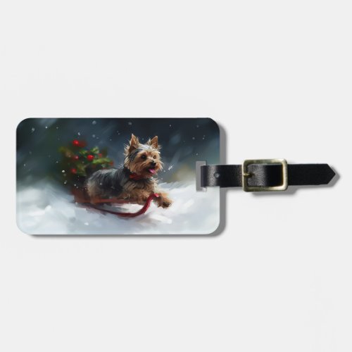 Yorkshire Terrier Christmas snow winter  Luggage Tag