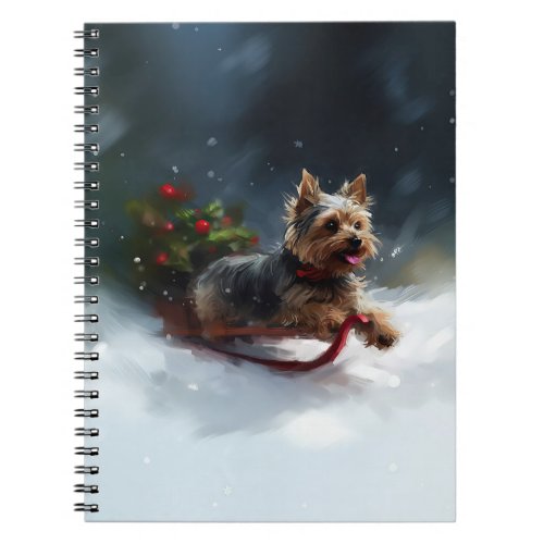 Yorkshire Terrier Christmas snow winter  Notebook
