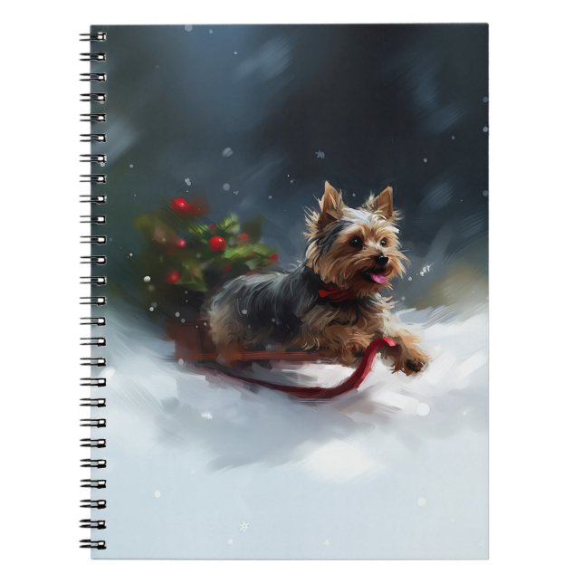 Yorkshire Terrier Christmas snow winter  Notebook (Front)