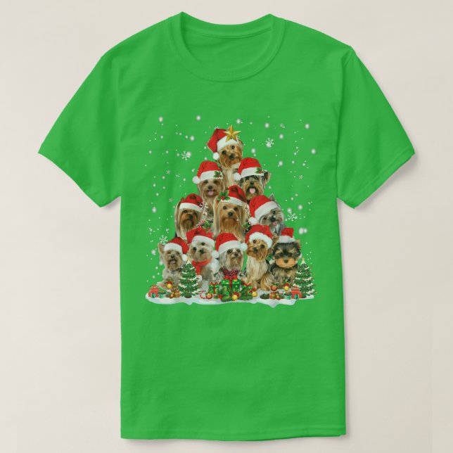 YorkShire Terrier Christmas Tree Santa Ugly Sweate T-Shirt (Design Front)