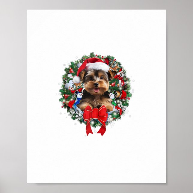 Yorkshire Terrier Christmas Wreath Decoration Xmas (Front)