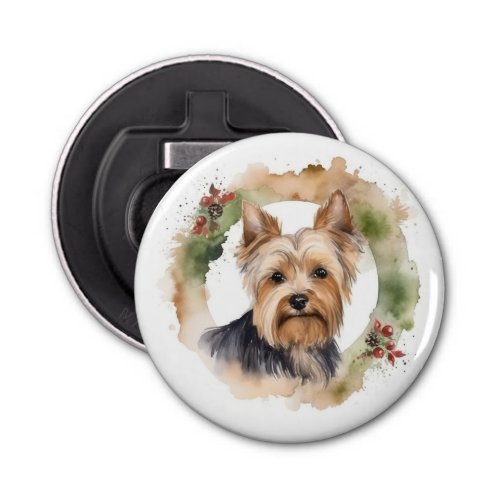 Yorkshire Terrier Christmas Wreath Festive Pup Bottle Opener