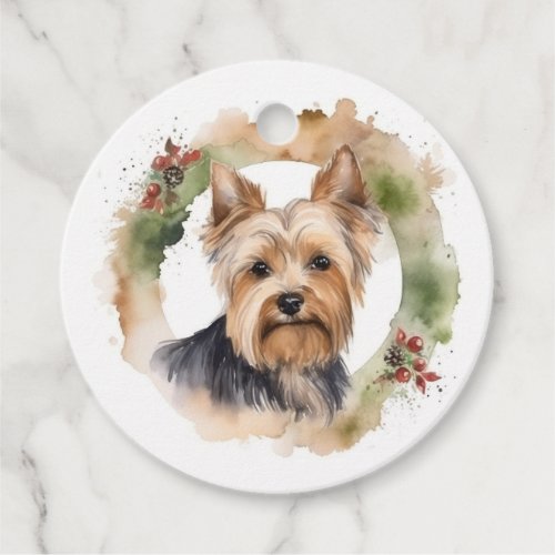 Yorkshire Terrier Christmas Wreath Festive Pup Favor Tags