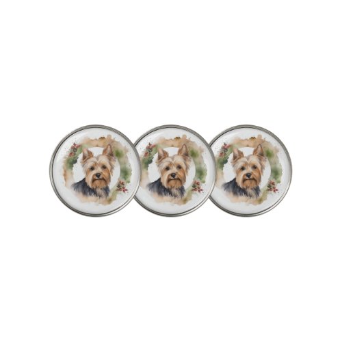 Yorkshire Terrier Christmas Wreath Festive Pup Golf Ball Marker