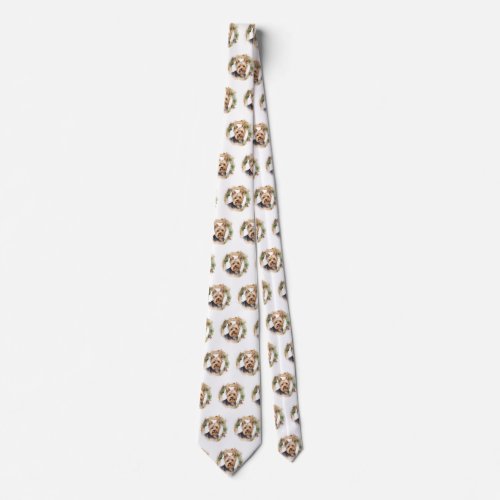 Yorkshire Terrier Christmas Wreath Festive Pup Neck Tie