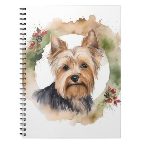 Yorkshire Terrier Christmas Wreath Festive Pup Notebook