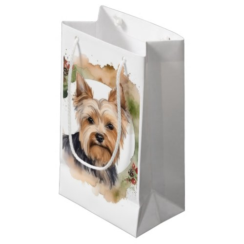 Yorkshire Terrier Christmas Wreath Festive Pup Small Gift Bag