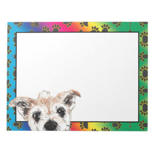 Yorkshire Terrier colorful dog paw pattern  Notepad