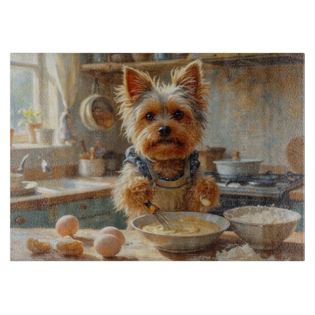 Yorkshire Terrier Cooking in Kitchen Cutting Board (Front)