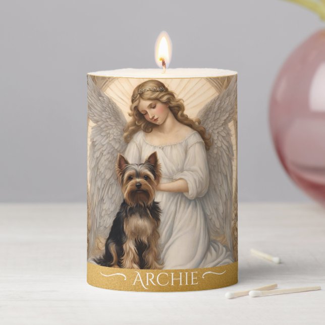 Yorkshire Terrier Custom Memorial Angel Candle (In Situ)
