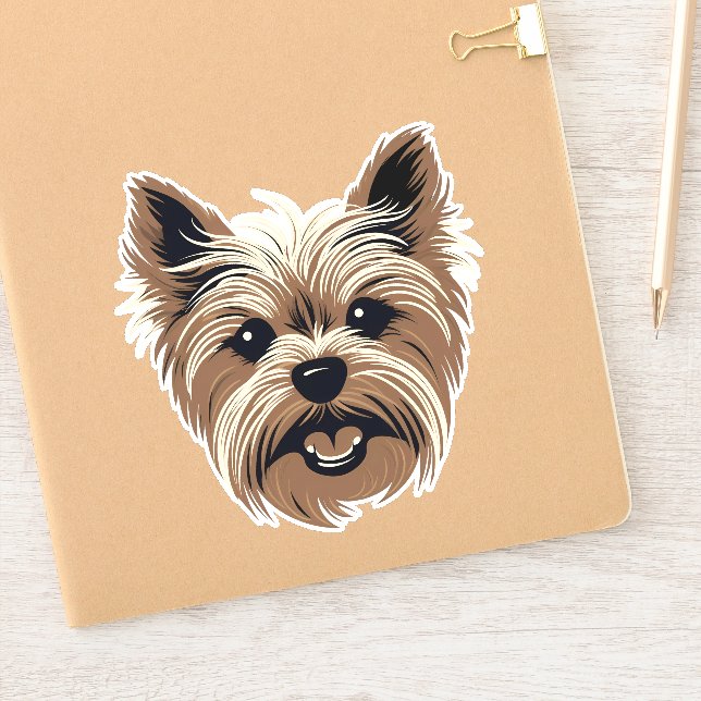 Yorkshire Terrier Cute Dog Yorkie Face Contour Sticker (Notebook)