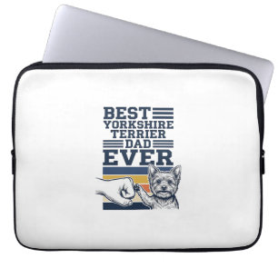 Yorkshire Terrier Dad Fist Bump Vintage Vector Des Laptop Sleeve