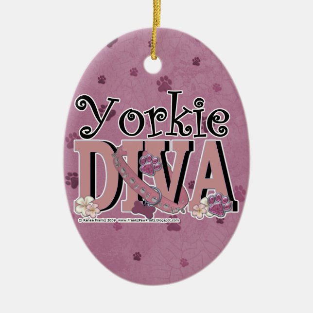 Yorkshire Terrier DIVA Ceramic Ornament (Front)