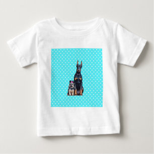 Yorkshire Terrier Doberman Blue Polka Dots Baby T-Shirt