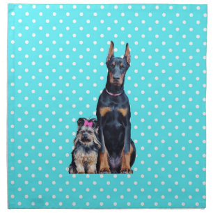 Yorkshire Terrier Doberman Blue Polka Dots Napkin