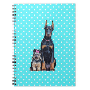 Yorkshire Terrier Doberman Blue Polka Dots Notebook