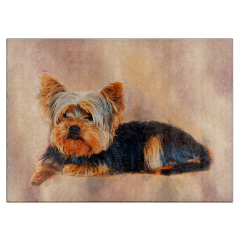 Yorkshire Terrier Dog Art Watercolor Portrait Cutting Board