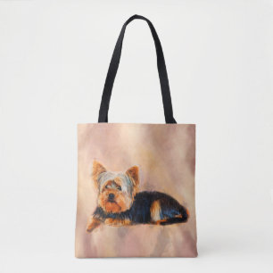 Yorkshire Terrier Dog Art Watercolor Portrait Tote Bag