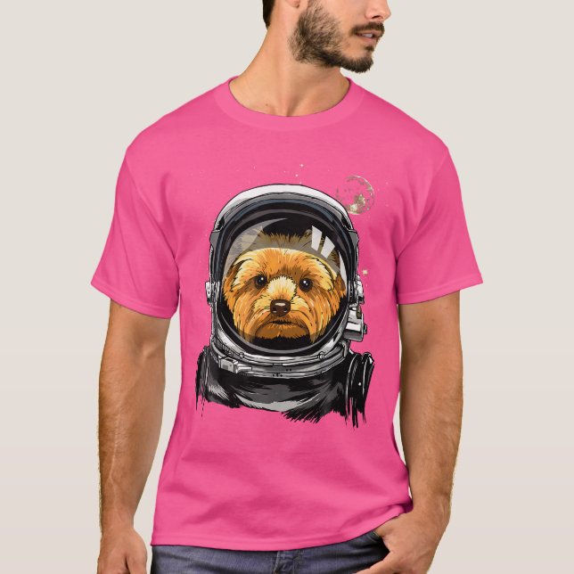 Yorkshire Terrier Dog Astronaut Space Exploration  T-Shirt (Front)