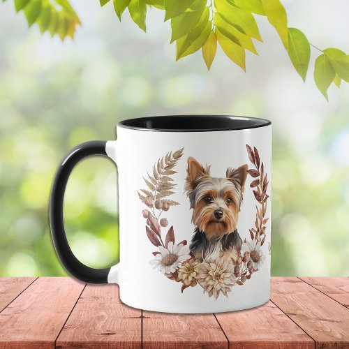 Yorkshire Terrier Dog Autumn Wreath Mug