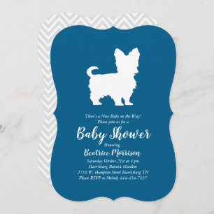Yorkshire Terrier Dog Baby Shower Blue Boy Invitation