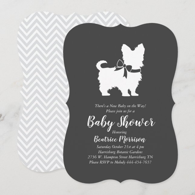 Yorkshire Terrier  Dog Baby Shower Gender Neutral Invitation (Front/Back)