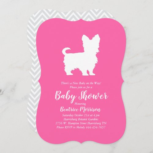 Yorkshire Terrier Dog Baby Shower Pink Girl Invitation