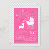 Yorkshire Terrier Dog Baby Shower Pink Girl Invitation (Front/Back)