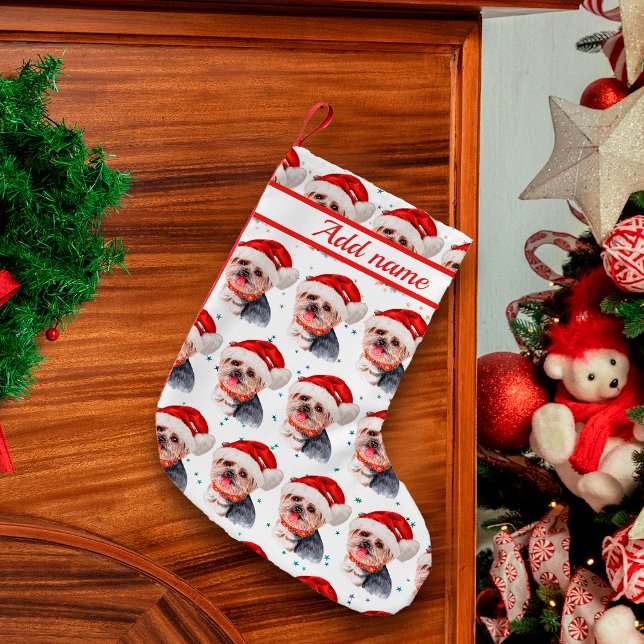 Yorkshire Terrier Dog Breed Christmas Stars Small Christmas Stocking (Creator Uploaded)