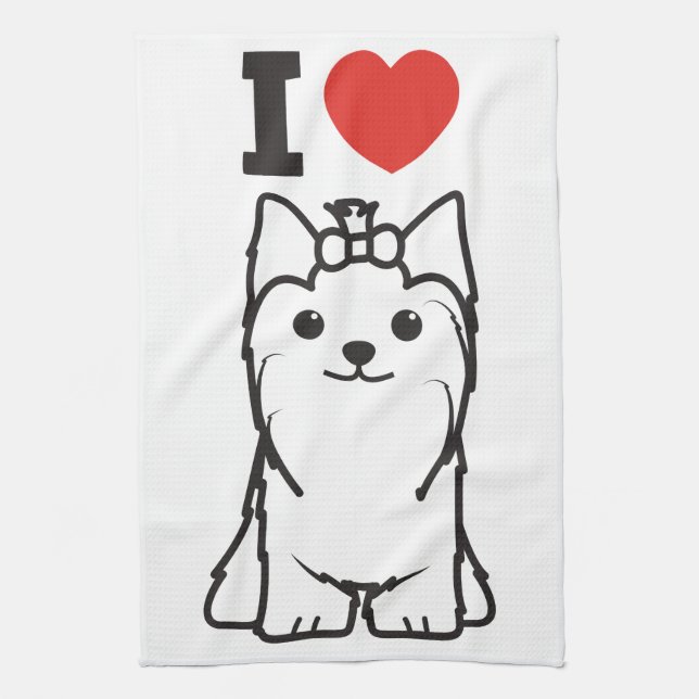 Yorkshire Terrier Dog Cartoon Kitchen Towel (Vertical)