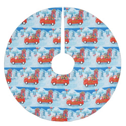 Yorkshire Terrier Dog Christmas Delivery Truck Brushed Polyester Tree Skirt