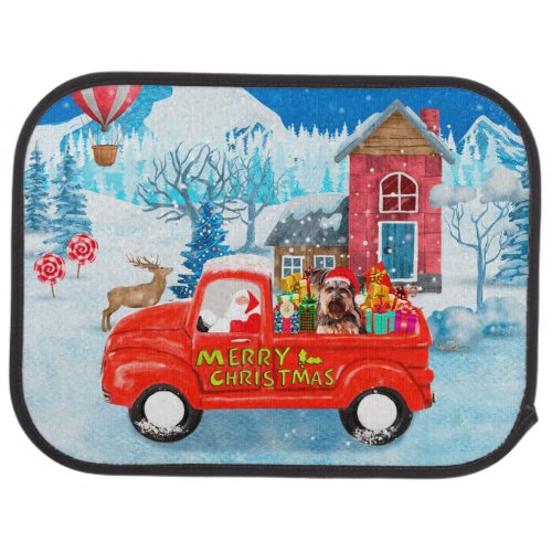 Yorkshire Terrier Dog Christmas Delivery Truck Car Floor Mat